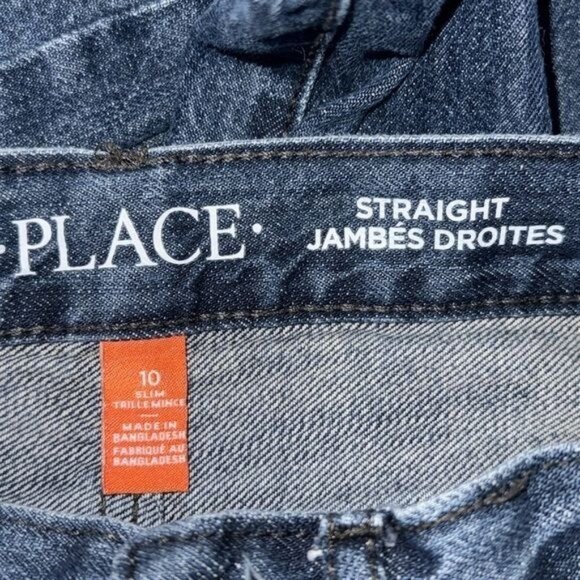 Childrens Place Boys Straight Leg Jeans Size 10 Slim 100% Cotton Dark Wash Denim - Picture 3 of 6